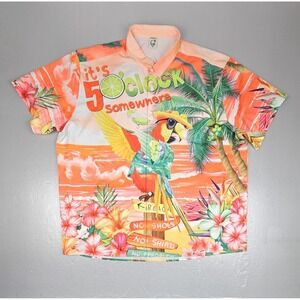Hardaddy Hawaiian Shirt Mens 3XL. 5'oclock‎ Some Where Button Up Colorful Parrot